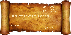 Dimitrievits Dénes névjegykártya